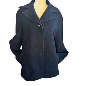 Cinzia Rocca Black Virgin Wool Peacoat Size 10 Luxury